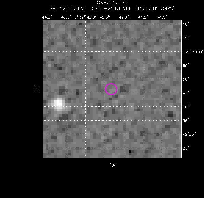 UVOT image with the final position