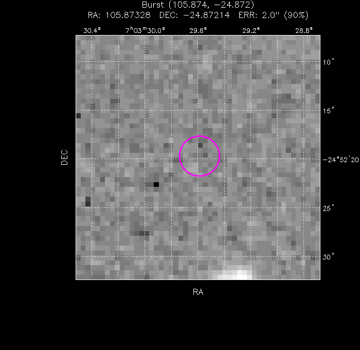 UVOT image with the final position