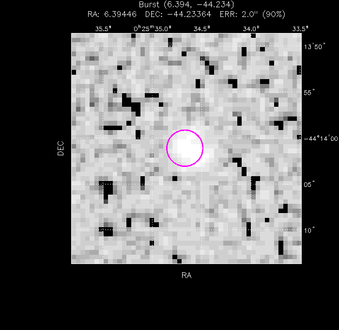 UVOT image with the final position