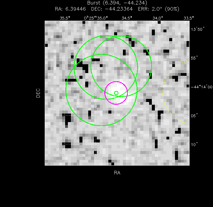 V-band image with the final position and all component positions