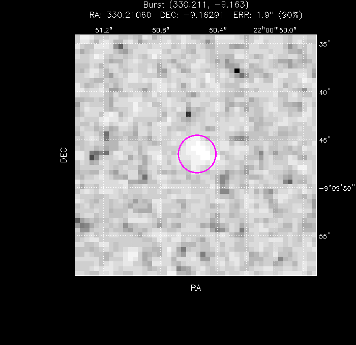 UVOT image with the final position