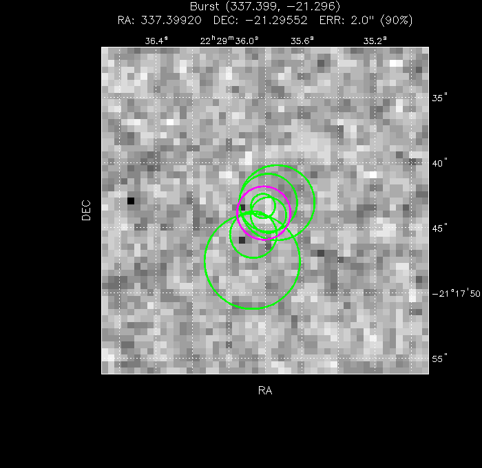 V-band image with the final position and all component positions