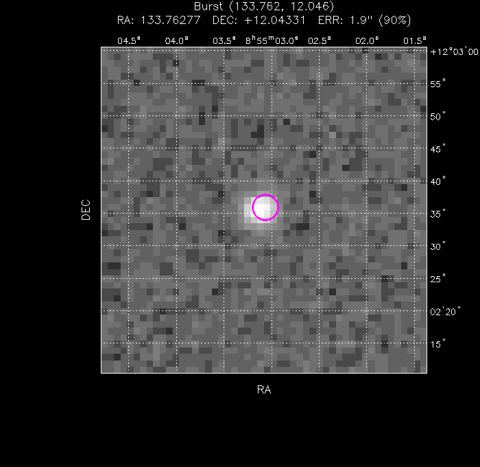 UVOT image with the final position