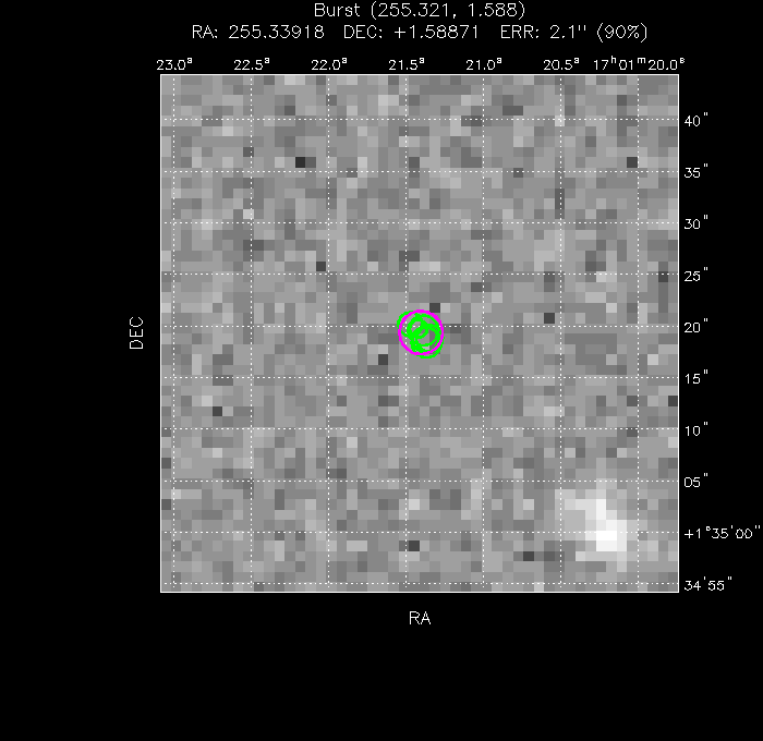 V-band image with the final position and all component positions