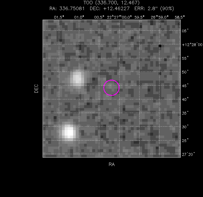 UVOT image with the final position