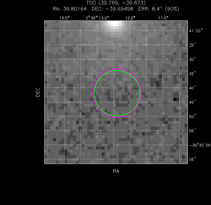 V-band image with the final position and all component positions