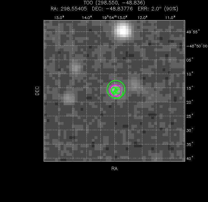 V-band image with the final position and all component positions