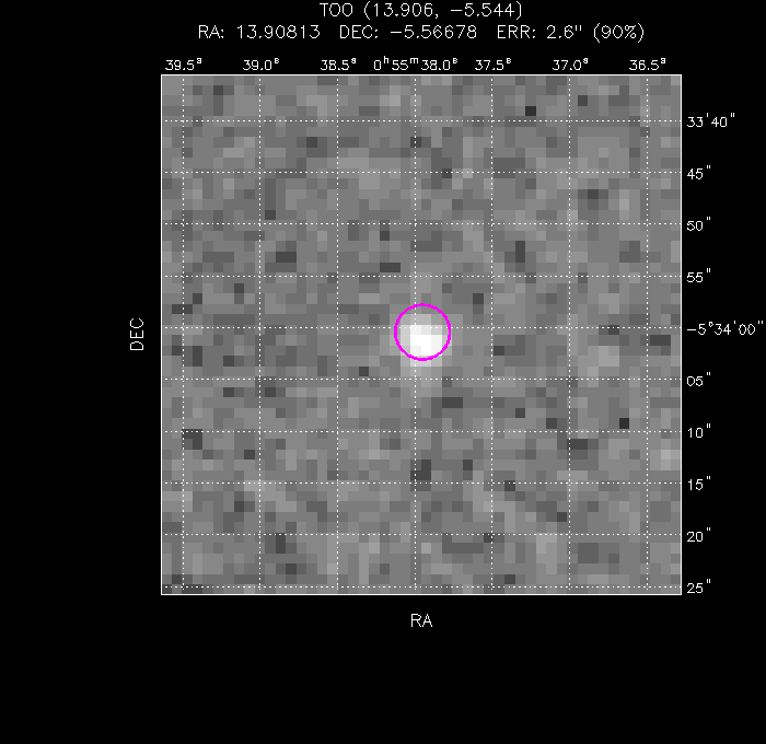 UVOT image with the final position