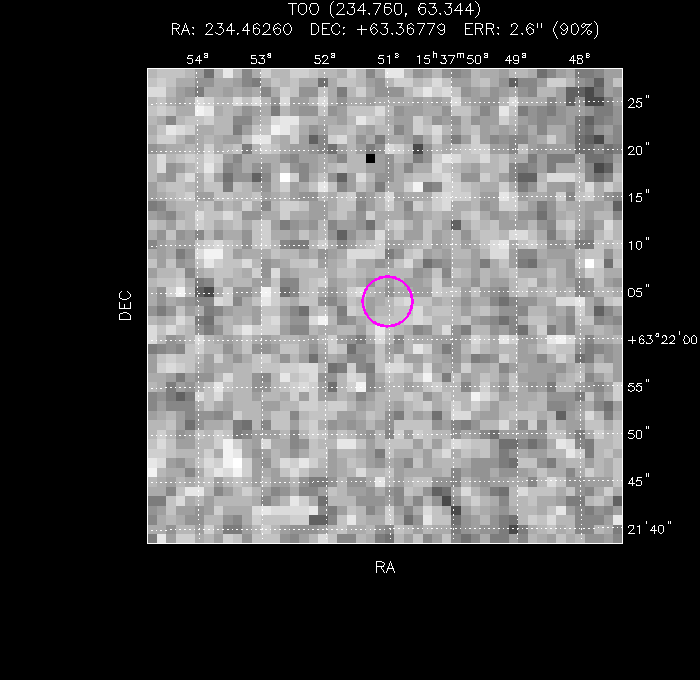 UVOT image with the final position