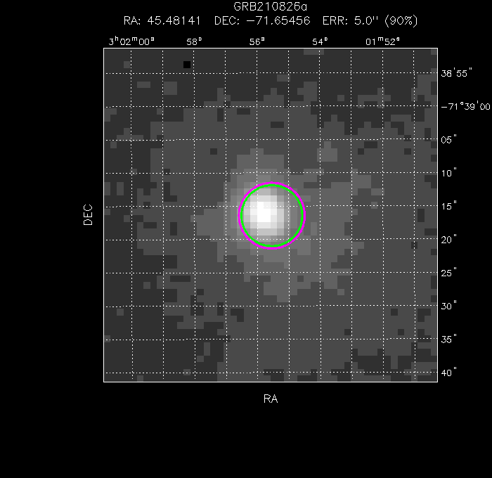 V-band image with the final position and all component positions