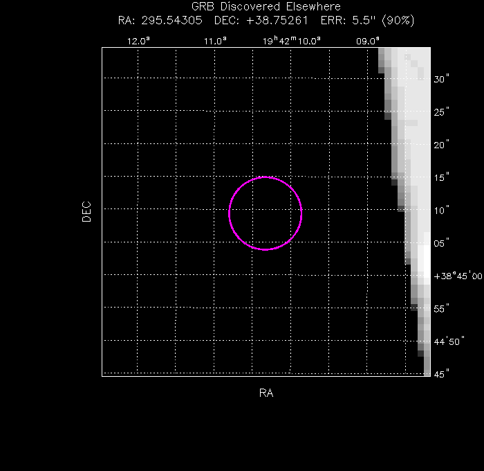 UVOT image with the final position