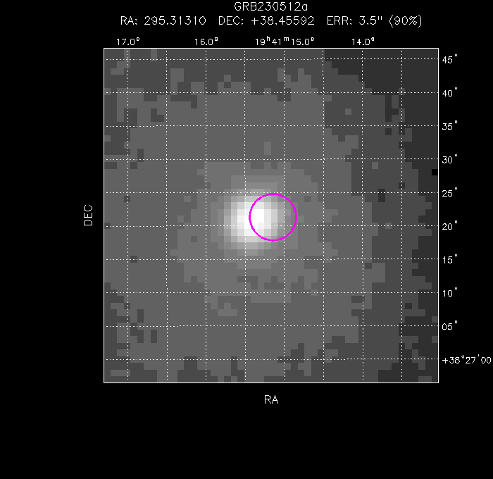 UVOT image with the final position