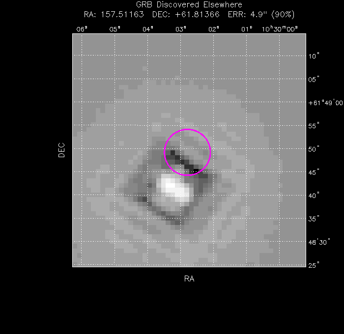 UVOT image with the final position