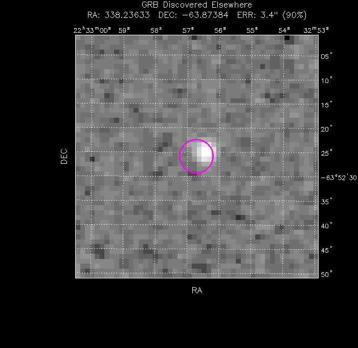 UVOT image with the final position