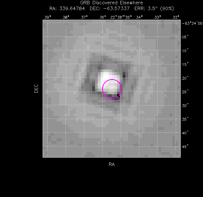 UVOT image with the final position