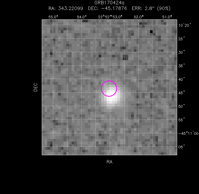 UVOT image with the final position