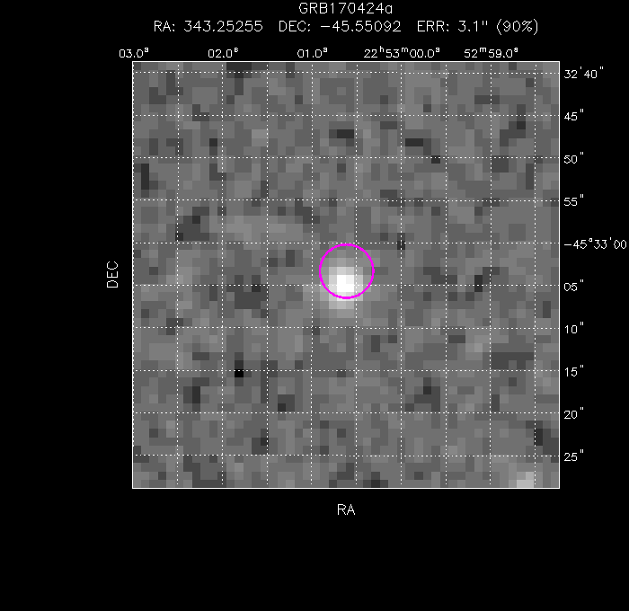 UVOT image with the final position