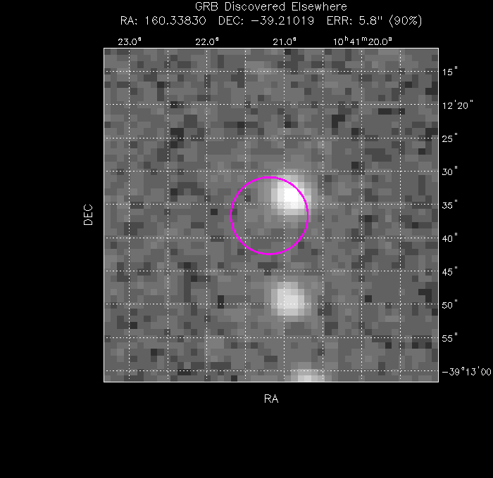 UVOT image with the final position