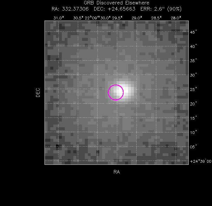 UVOT image with the final position