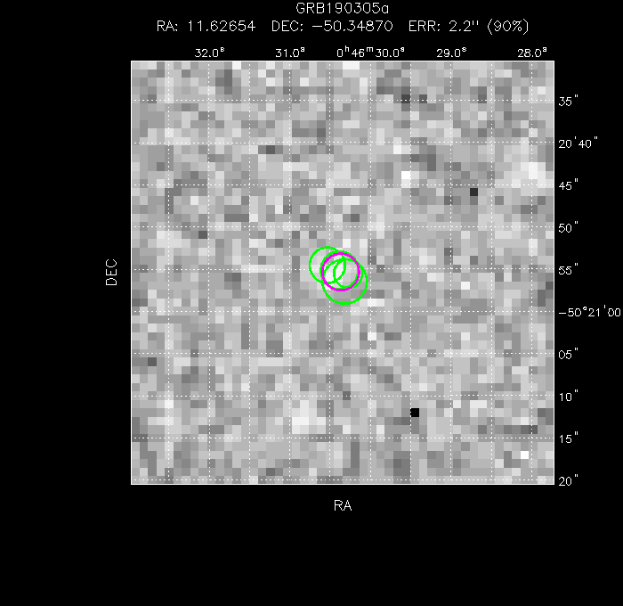 V-band image with the final position and all component positions