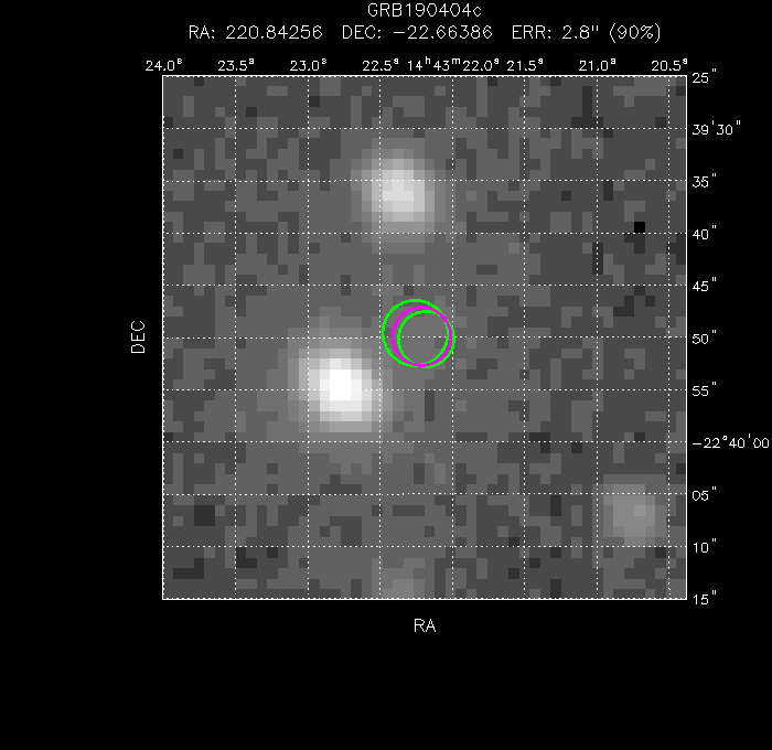 V-band image with the final position and all component positions