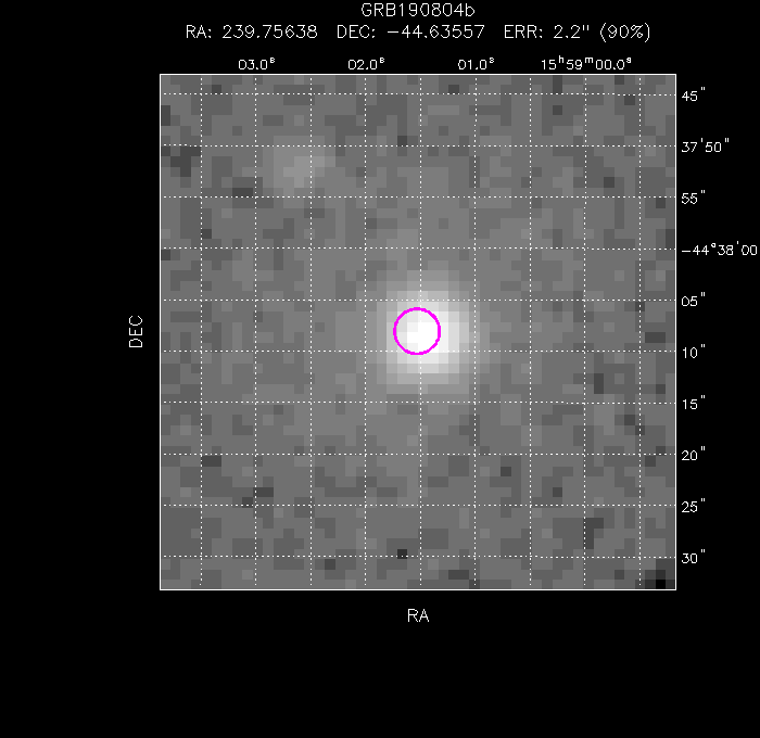 UVOT image with the final position