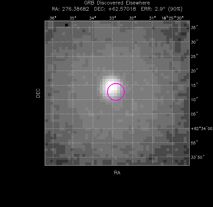 UVOT image with the final position