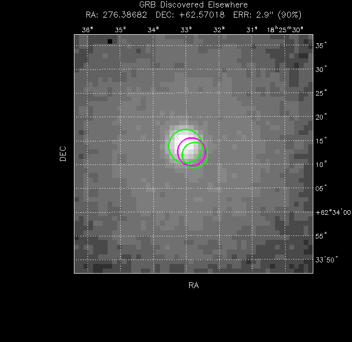 V-band image with the final position and all component positions