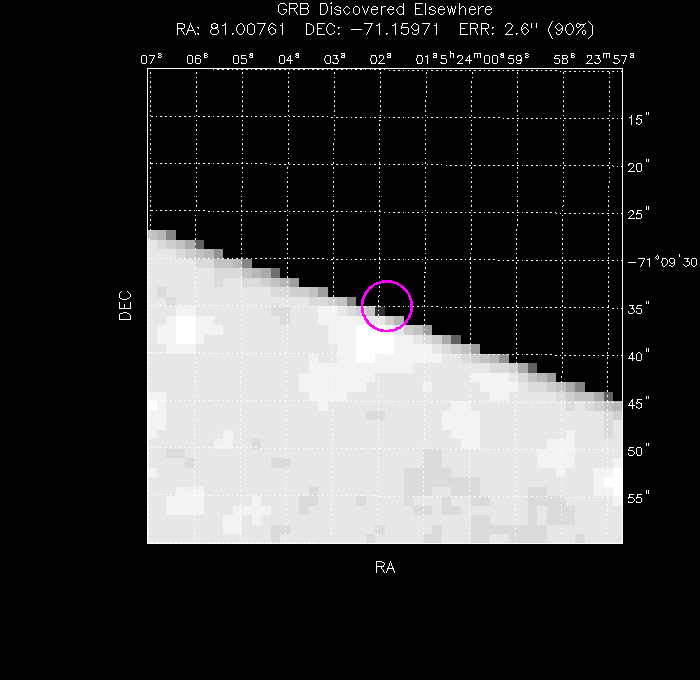 UVOT image with the final position